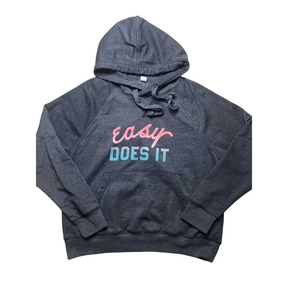 Old Navy Womens Easy Does It Graphic Hoodie Charcoal Gray Heather Medium